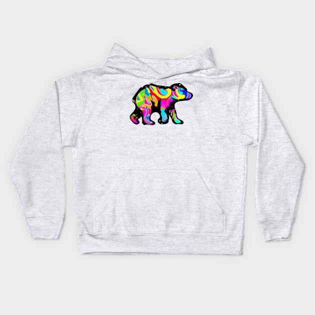 Colorful Bear Cub Kids Hoodie by Shrenk